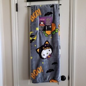 Hello Kitty Halloween Gray Plush Throw Blanket Sanrio 50x70